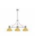 3 Light Telescopic Ceiling Pendant E27 With 30cm Tiffany Shade, Polished Nickel, Beige, Clear Crystal - 1