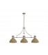 3 Light Telescopic Ceiling Pendant E27 With 30cm Tiffany Shade, Polished Nickel, Beige, Clear Crystal - 3
