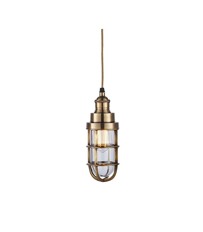 Pendant Solid Mellow Brass & Clear Glass 1 Light Dimmable IP20 - E27 - 1