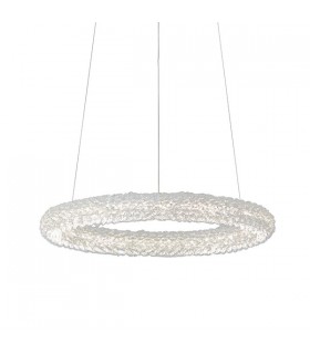 Integrated LED Pendant Chrome Effect Plate & Crystal (K9) Glass Detail 1 Light Dimmable IP20 - 1