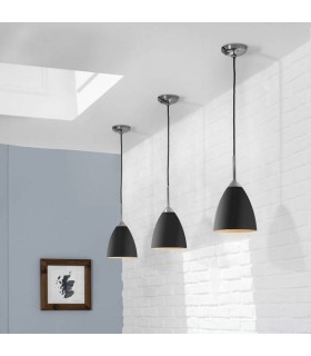 1 Light Dome Ceiling Pendant Matt Black, E27 - 2