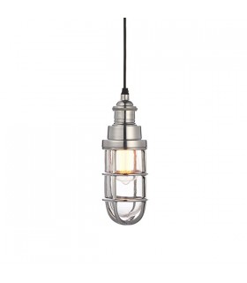 Pendant Polished Cast Aluminium & Clear Glass 1 Light Dimmable IP20 - E27 - 1