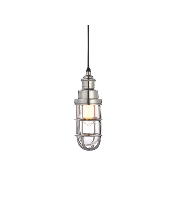 Pendant Polished Cast Aluminium & Clear Glass 1 Light Dimmable IP20 - E27 - 1