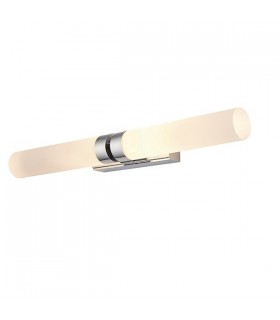 Bathroom Integrated LED Wall Chrome Effect Plate & Frosted Acrylic 2 Light IP44 - 1