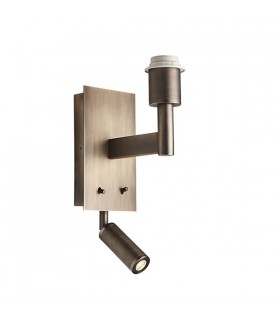 Wall Dark Antique Bronze Effect Plate 1 Light IP20 - E27 (Shade Sold Separately) - 1