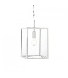 Pendant Matt Chalk White Paint & Clear Glass 1 Light Dimmable IP20 - E27 - 1