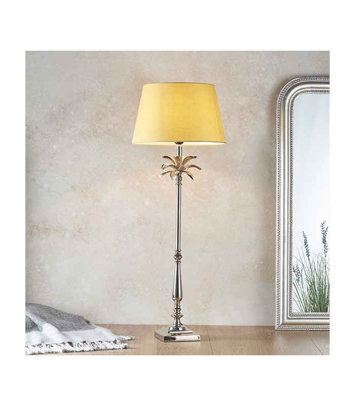 Table Lamp Polished Nickel Plate & Yellow Cotton 1 Light IP20 - E27 - 1