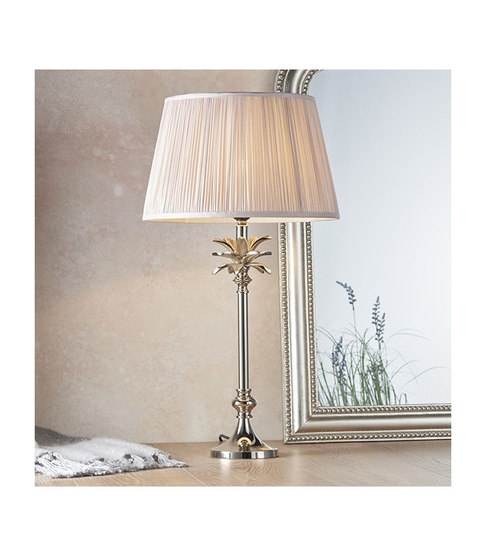 Table Lamp Polished Nickel Plate & Dusky Pink Silk 1 Light IP20 - E27 - 1