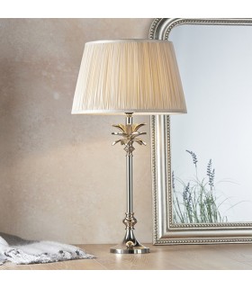 Table Lamp Polished Nickel Plate & Oyster Silk 1 Light IP20 - E27 - 1