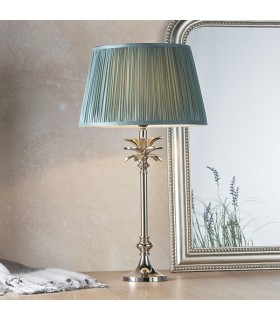 Table Lamp Polished Nickel Plate & Fir Silk 1 Light IP20 - E27 - 1