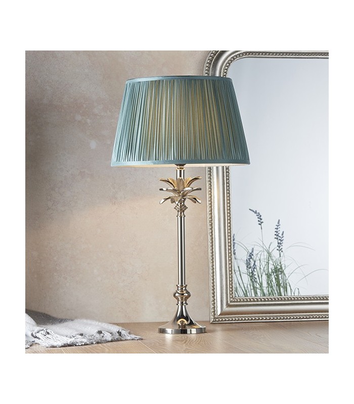 Table Lamp Polished Nickel Plate & Fir Silk 1 Light IP20 - E27 - 1