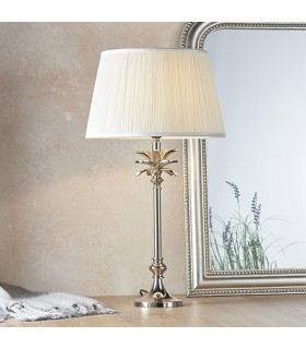 Table Lamp Polished Nickel Plate & Vintage White Silk 1 Light IP20 - E27 - 1
