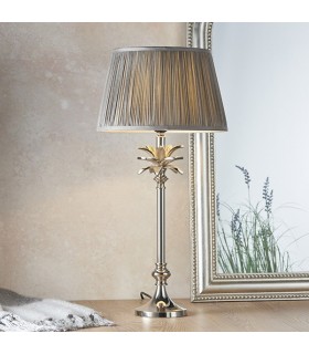 Table Lamp Polished Nickel Plate & Charcoal Grey Silk 1 Light IP20 - E27 - 1