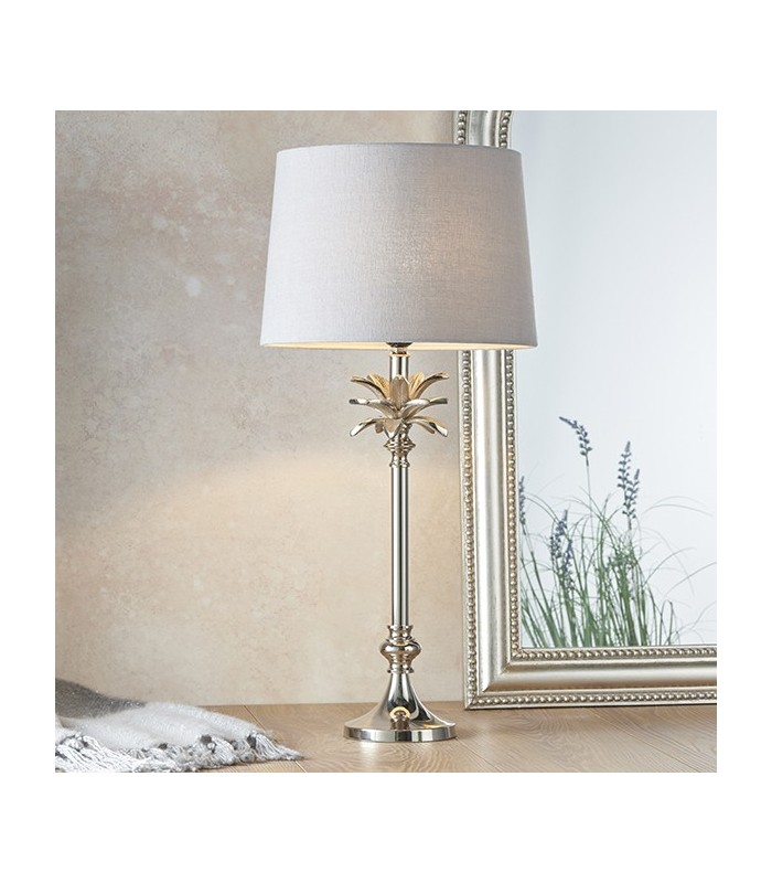 Table Lamp Polished Nickel Plate & Charcoal Linen 1 Light IP20 - E27 - 1