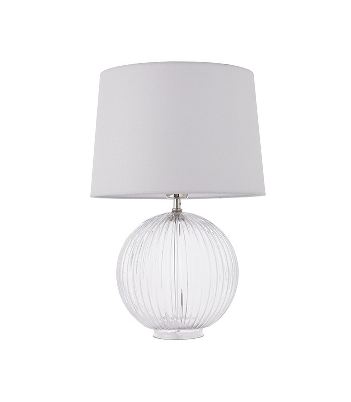 Table Lamp Clear Ribbed Glass & Vintage White Linen 1 Light IP20 - E27 - 1