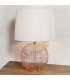 Table Lamp Dusky Pink Ribbed Glass & Vintage White Linen 1 Light IP20 - E27 - 1