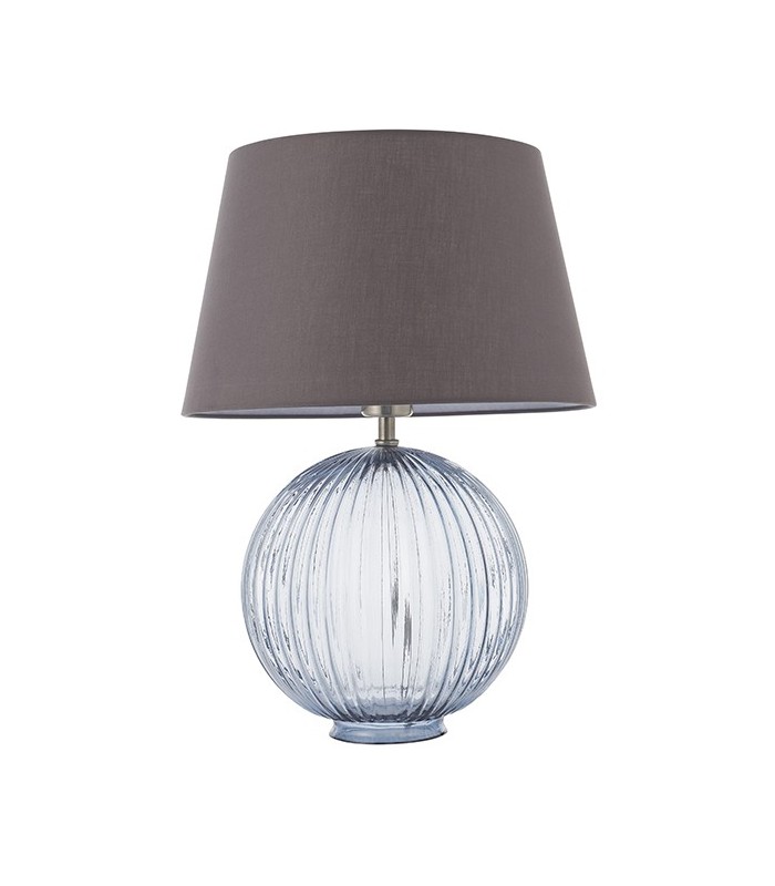 Table Lamp Smokey Grey Ribbed Glass & Charcoal Grey Cotton 1 Light IP20 - E27 - 1