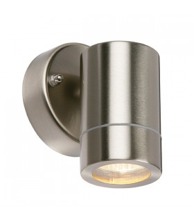 Outdoor Wall IP44 7W Brushed Stainless Steel & Clear Glass 1 Light Dimmable IP44 - GU10 - 1