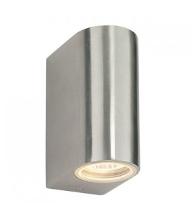 Outdoor Wall IP44 35W Brushed Alloy & Clear Glass 2 Light Dimmable IP44 - GU10 - 1