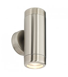 Outdoor Wall IP65 7W Marine Grade Brushed Stainless Steel & Clear Glass 2 Light Dimmable IP65 - GU10 - 1