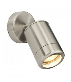 Outdoor Spot Wall IP65 7W Marine Grade Brushed Stainless Steel & Clear Glass - 1