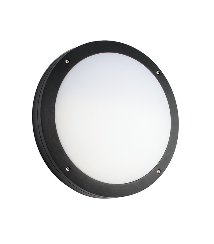 Outdoor Integrated LED Plain Casing IP65 18W Textured Black Paint & Opal Pc - 1