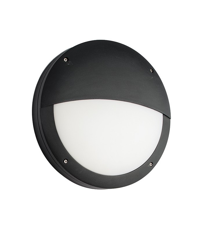 Outdoor Integrated LED Eyelid Casing IP65 18W Textured Black Paint & Opal Pc - 1