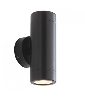 Outdoor Wall IP65 7W Satin Black Paint & Clear Glass 2 Light Dimmable IP65 - GU10 - 1