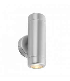 Outdoor Wall IP65 7W Brushed Stainless Steel & Clear Glass 2 Light Dimmable IP65 - GU10 - 1