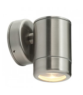 Outdoor Wall IP65 7W Brushed Stainless Steel & Clear Glass 1 Light Dimmable IP65 - GU10 - 1