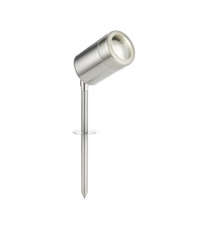 Outdoor Spike IP65 7W Brushed Stainless Steel & Clear Glass - GU10 - 1