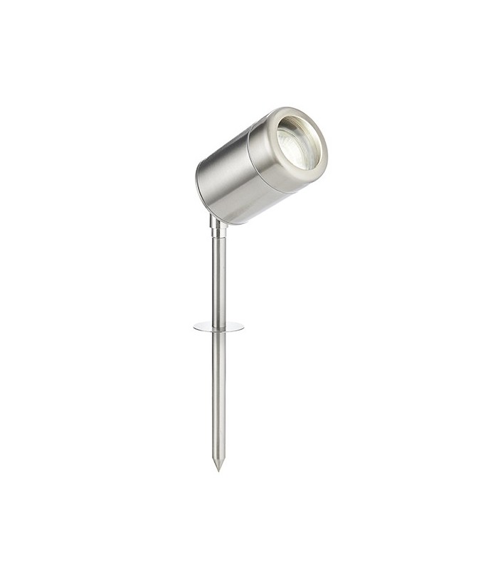 Outdoor Spike IP65 7W Brushed Stainless Steel & Clear Glass - GU10 - 1