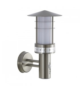 PIR 1 Light Outdoor Wall Light Brushed Stainless Steel, Frosted Polycarbonate IP44, E27 - 2