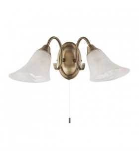 2 Light Indoor Wall Light Antique Brass with Frosted Glass, E14 - 2