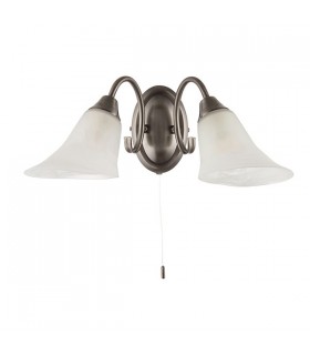 2 Light Indoor Wall Light Frosted Glass, Antique Silver, E14 - 2