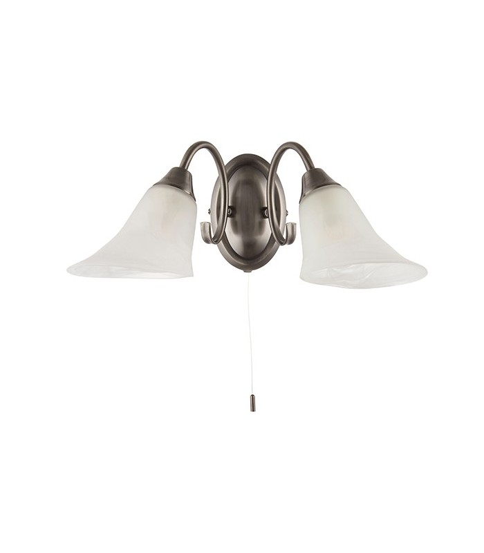 2 Light Indoor Wall Light Frosted Glass, Antique Silver, E14 - 2