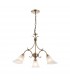 3 Light Multi Arm Ceiling Pendant Antique Brass, Frosted Glass, E14 - 2