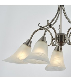 5 Light Multi Arm Ceiling Pendant Frosted Glass, Antique Silver, E14 - 2
