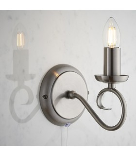 1 Light Indoor Candle Wall Light Antique Silver, E14 - 2