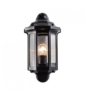 Outdoor Wall Lantern Satin Black Paint, Clear Polycarbonate IP44, E27 - 2