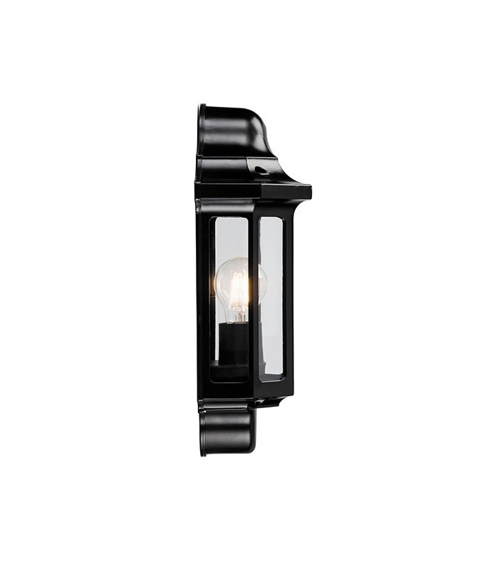 Outdoor Wall Lantern Satin Black Paint, Clear Polycarbonate IP44, E27 - 3