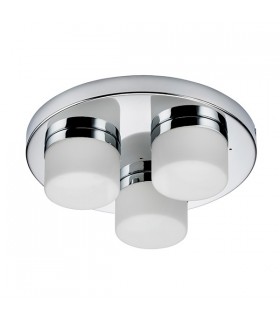 3 Light Semi Flush Bathroom Ceiling Light Chrome, Opal Glass IP44, G9 - 2