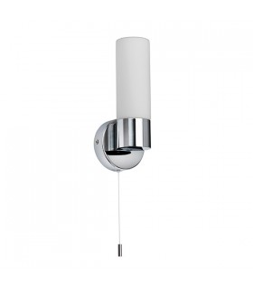 1 Light Bathroom Wall Light Chrome IP44 with Opal Glass, E14 - 2