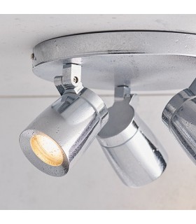 3 Light Bathroom Adjustable Spotlight Chrome, Clear Glass IP44, GU10 - 2