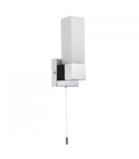 1 Light Bathroom Wall Light Chrome IP44 with Opal Glass, E14 - 2