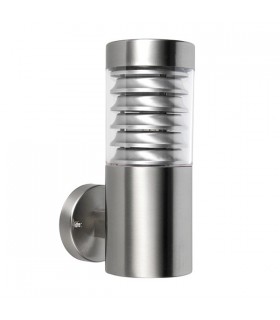 1 Light Outdoor Wall Light Clear Polycarbonate, Marine Grade Brushed Stainless Steel IP44, E27 - 2