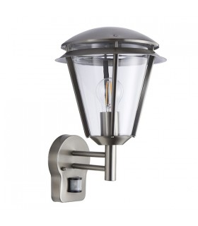 PIR 1 Light Outdoor Wall Lantern Stainless Steel, Polycarbonate IP44, E27 - 2