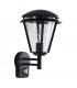 PIR 1 Light Outdoor Wall Lantern Matt Black, Clear Polycarbonate IP44, E27 - 2