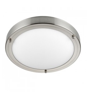 LED Bathroom Flush Ceiling Light Frosted Glass, Satin Nickel IP44 - 2