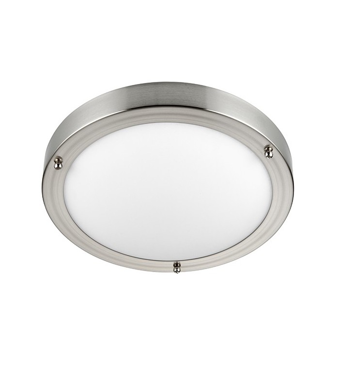 LED Bathroom Flush Ceiling Light Frosted Glass, Satin Nickel IP44 - 2